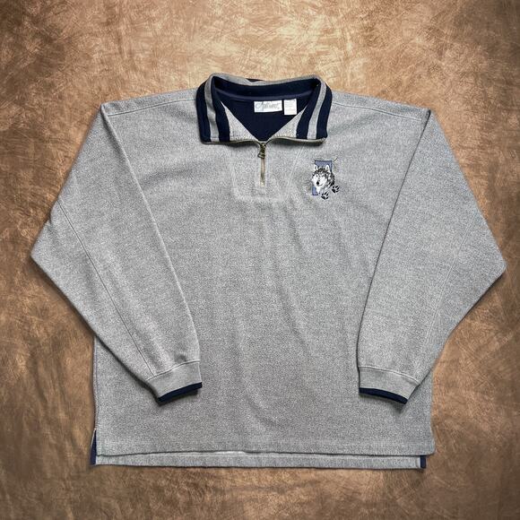 Vintage 90s Artisans Wolf Embroidered Quarter Zip Jacket Gray Long Sleeve Animal - Picture 6 of 6